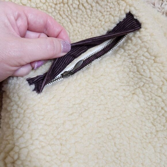 L.L. Bean Vintage Brown Corduroy Sherpa Lined Vest Pockets Women's Large Y2K - Picture 8 of 12